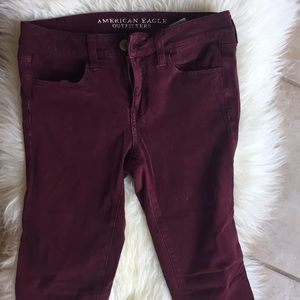 American Eagle Maroon Stretch Skinny Jeans